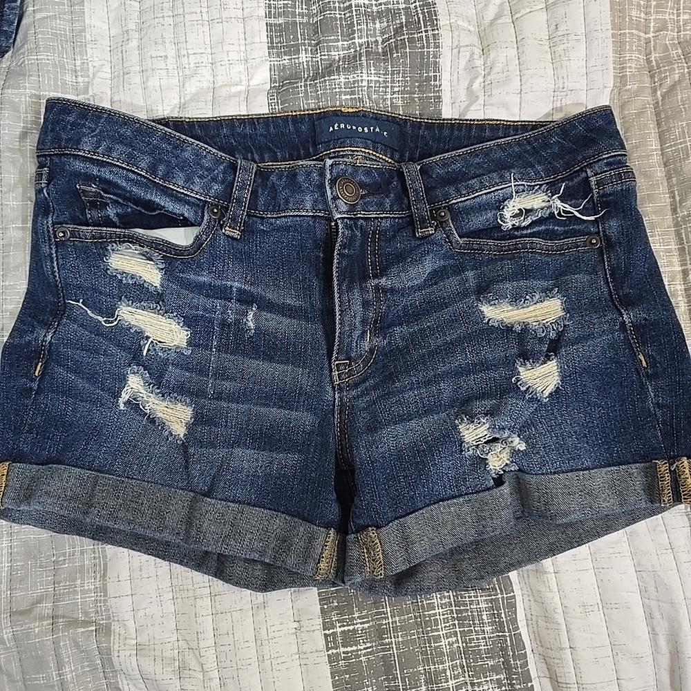 AEROPOSTALE Blue Distressed Denim Shorts SZ 8